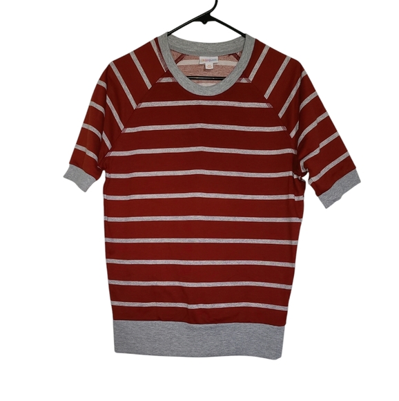 LLR LuLaRoe Jane Sweatshirt Red & Gray Stripes Sz XS - Picture 1 of 4